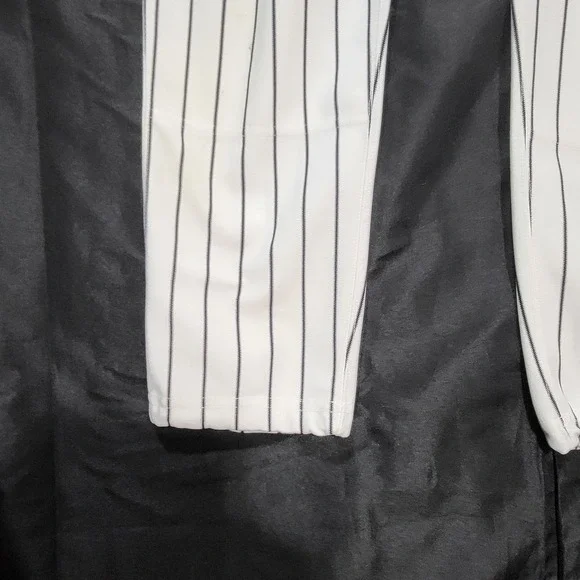 Russell Athletic Mens White Black Pinstripe Baseball Pants Size 36 Distressed - Picture 4 of 11